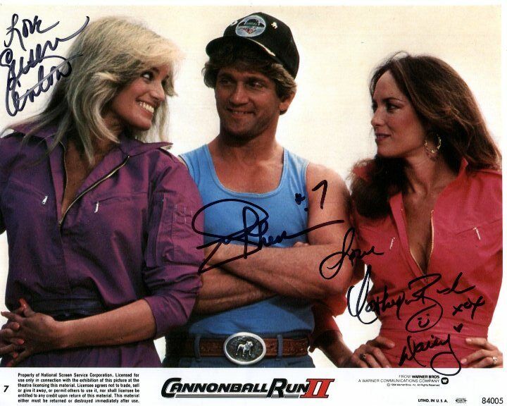 SUSAN ANTON JOE THEISMANN & CATHERINE BACH signed CANNONBALL RUN II Photo Poster painting