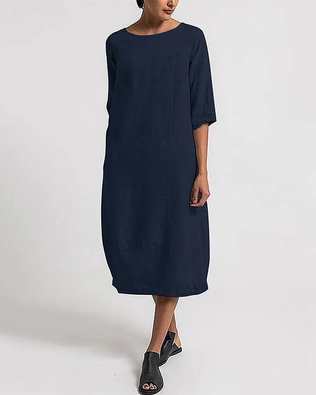 Women's Shift Dress Midi Dress - Half Sleeve Solid Color Spring Summer Hot Casual Loose 2020 Blue Gray Light Blue S M L XL XXL 3XL