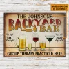 Personalized Backyard Bar Group Therapy Custom Classic Metal Signs