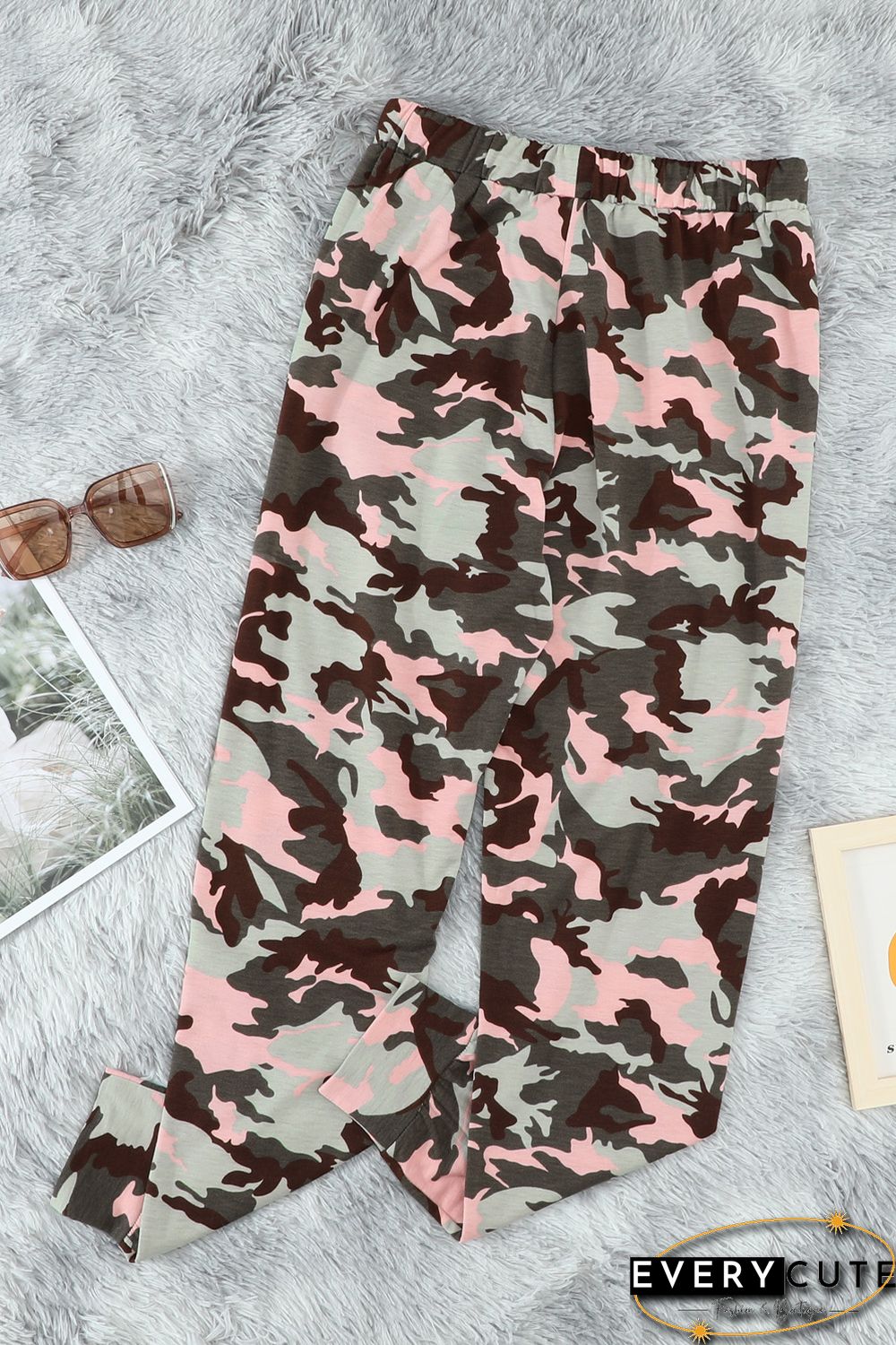 Pink Camouflage Casual Sports Pants