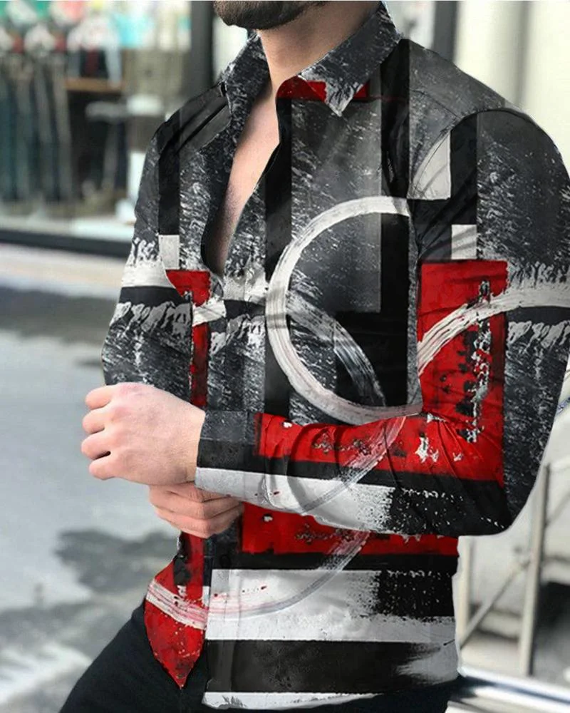 Men's Casual Printed Long-Sleeved Shirt24