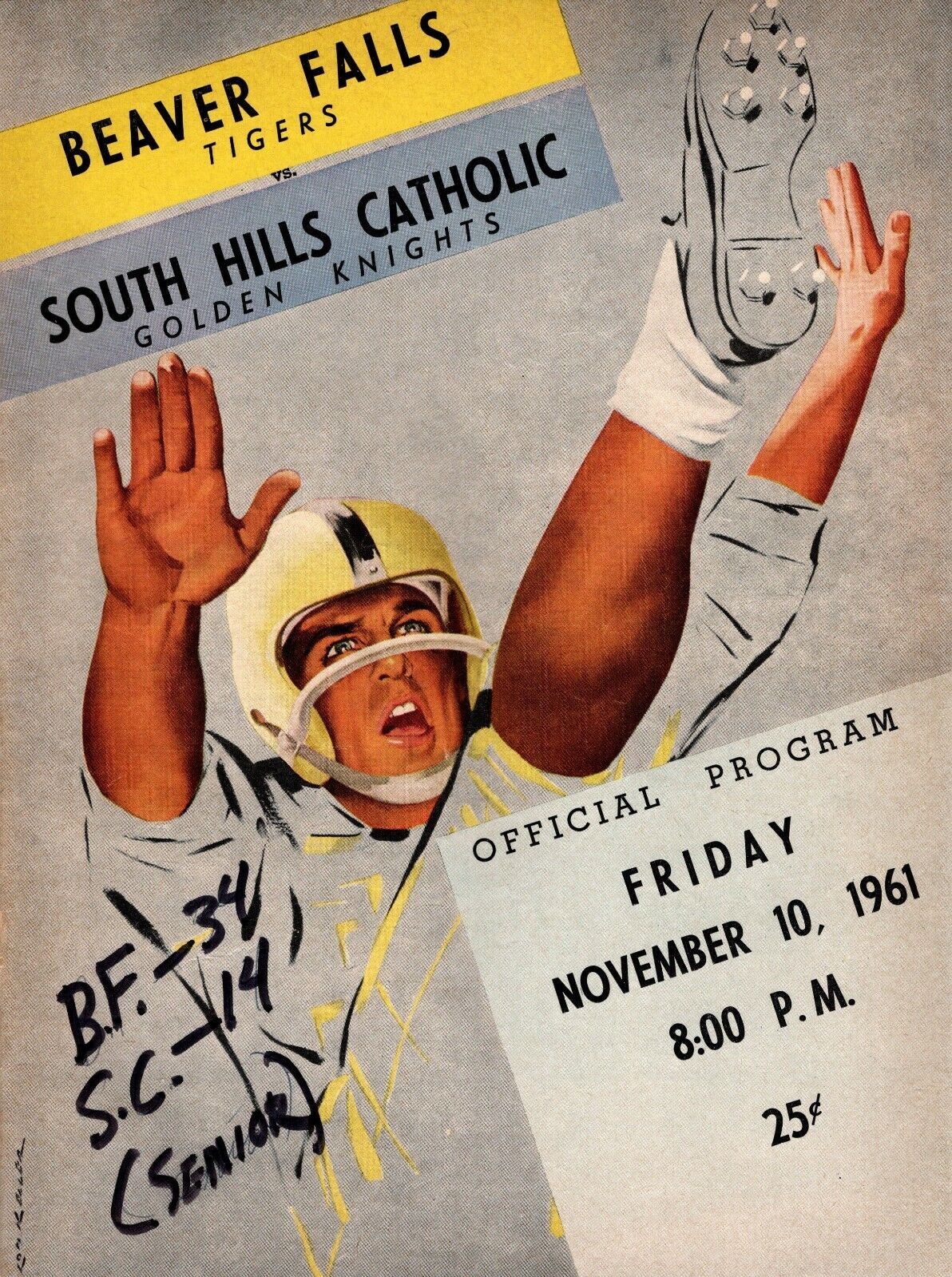 1961 Beaver Falls Football Program Picture of Joe Namath 1960 Championship Team