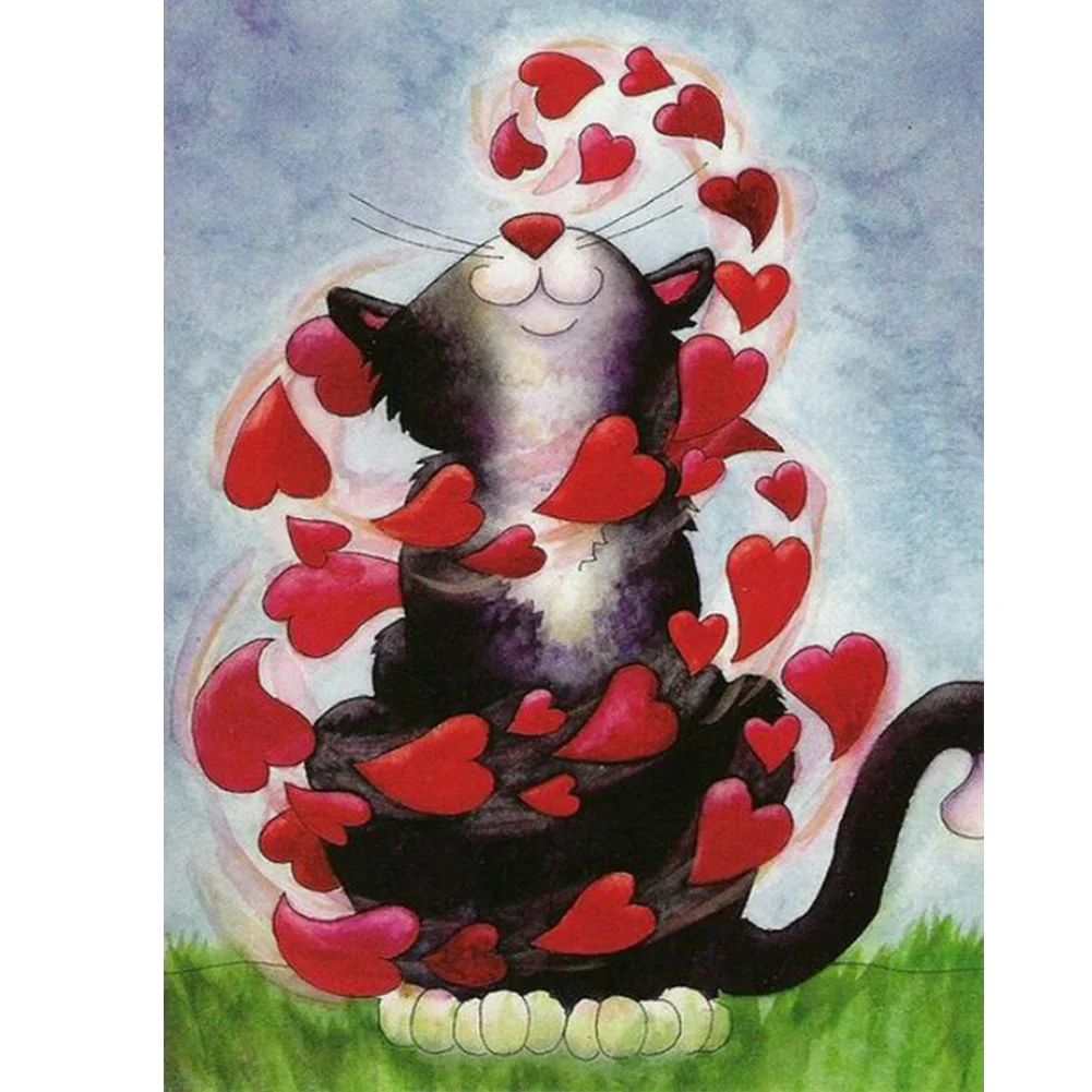 Love Cat - Full Round - Diamond Painting（30*40cm)