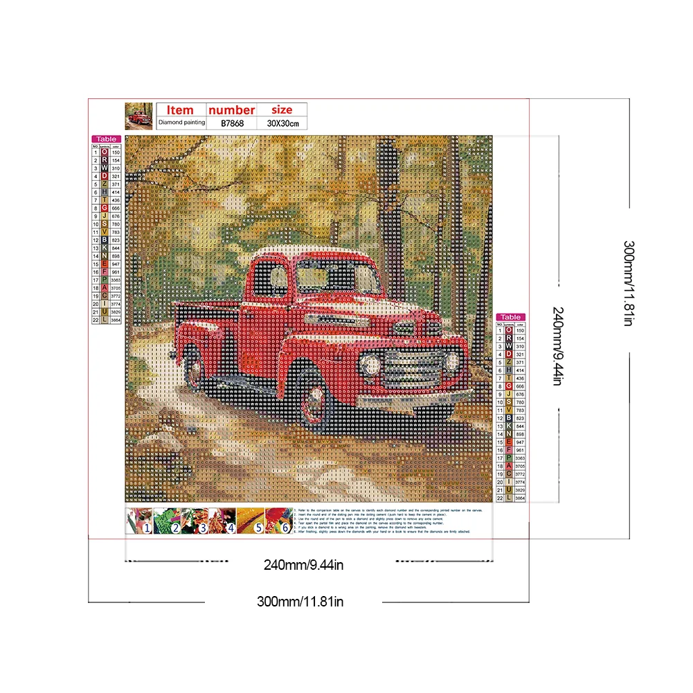 Diamond Painting - Full Round Drill - Forest Red Car(Canvas|30*30cm)