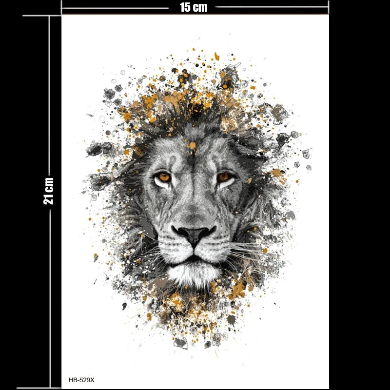 big tattoo anime tiger lion king head thigh leg temporary tattoo for women girls beauty sexy body art sticker tattoos waterproof