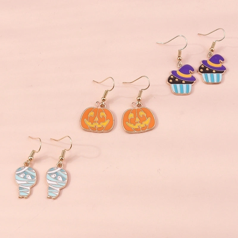 Halloween Funny Pumpkin Alloy Party Earrings