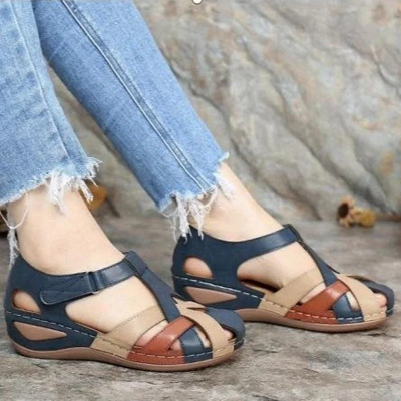Women plus size clothing Casual Open Toe Flat Bottom Sandals-Nordswear