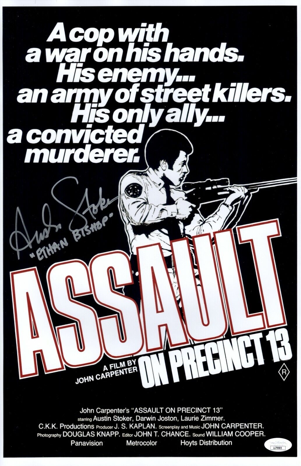 AUSTIN STOKER Signed ASSAULT ON PRECINCT 13 Photo Poster painting 11x17 Autograph JSA COA Cert