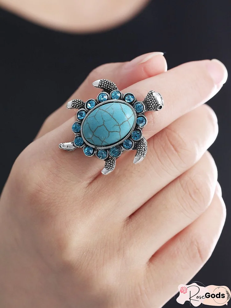 Beach Vacation Style Vintage Turtle Open Ring