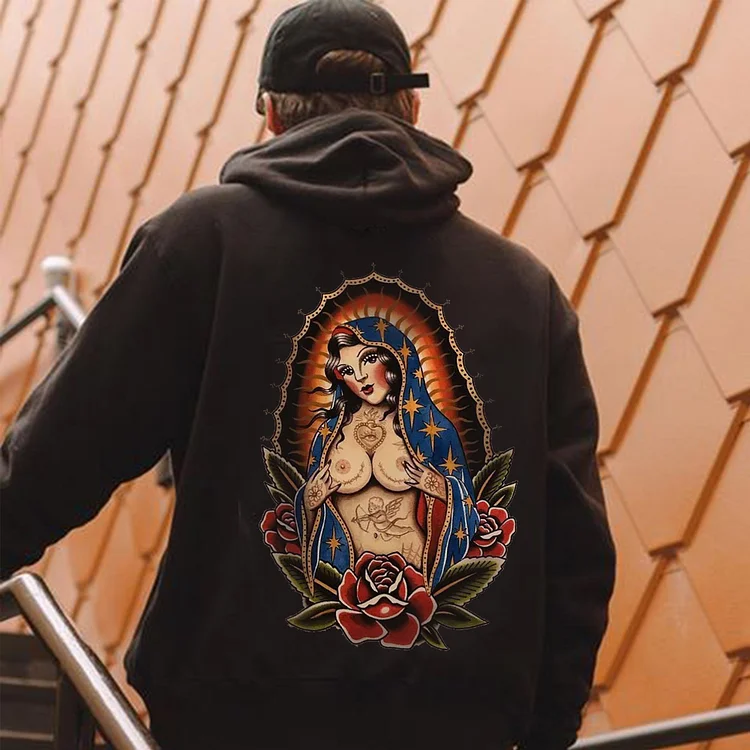 Virgin Mary Print Men's Hoodie