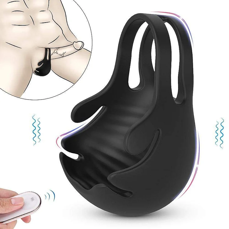 S-HANDE 1.29-Inch 9-Speed Vibrating Penis Ring with Testicles Teaser