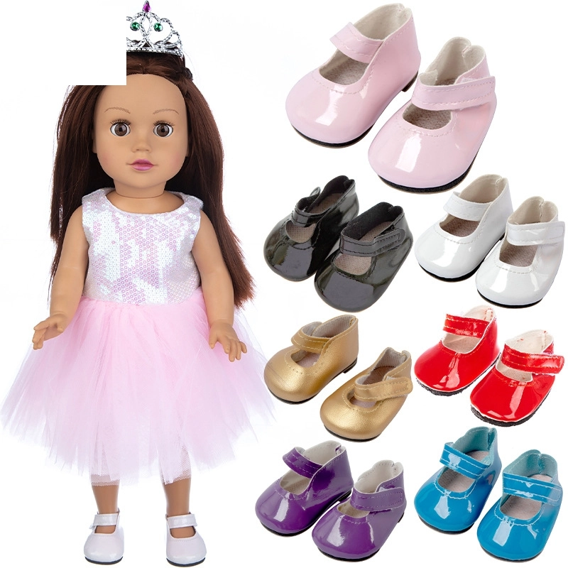 43cm Baby Shoes 18 Inch American Girl Shaf Doll Pink Leather Shoes