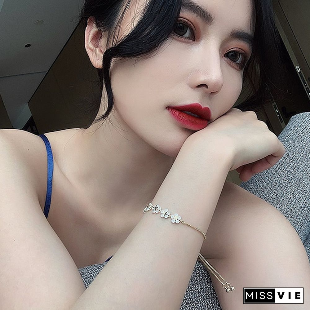 NEW Fashion pretty 925 Silver Lucky Zircon Flower bracelet Chain Adjustable bracelet European Bangle Bracelet Beads Arrow Heart Jewelery Christmas Gifts