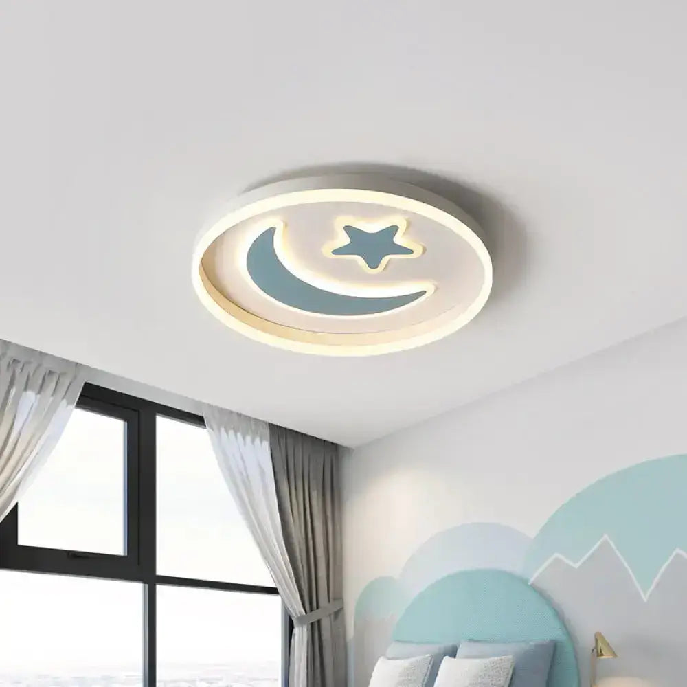 Kid&rsquo;s Led Ceiling Light With Moon-Star Pattern - Acrylic Flush Mount Lighting For Bedrooms