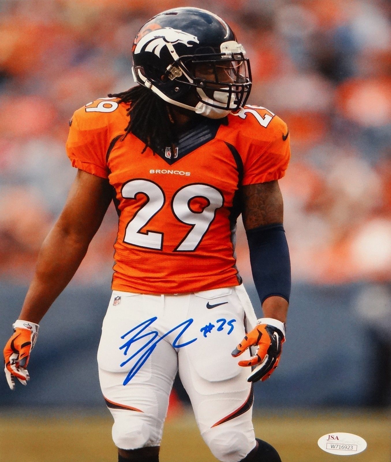 Bradley Roby Autographed Denver Broncos 8x10 Vertical Side View Photo Poster painting-JSA W Auth