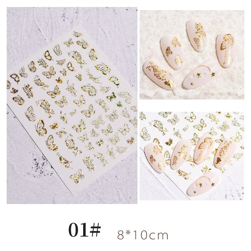 1 Sheet 3D Halloween Nail Sticker Christmas Skull Bone Snake Butterfly Maple Leaf Pattern Decals Manicures 3D Nail Decorations