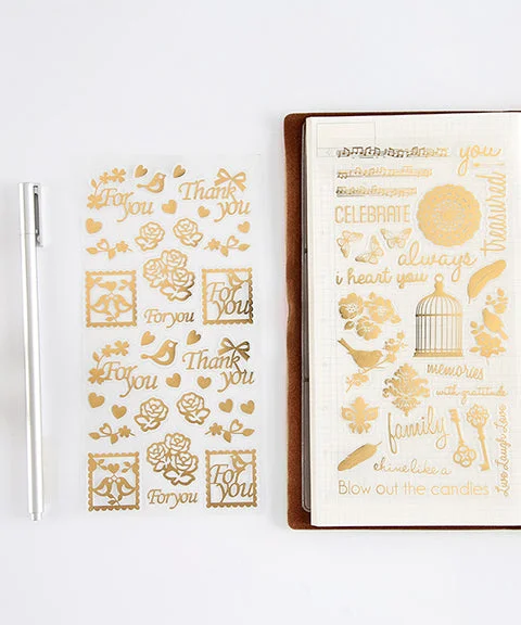 8 Sheets Gold Stamping Letter Stickers Set-Himinee.com