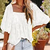 Gioiacombo&trade; Top a mezza manica floreale in chiffon solido