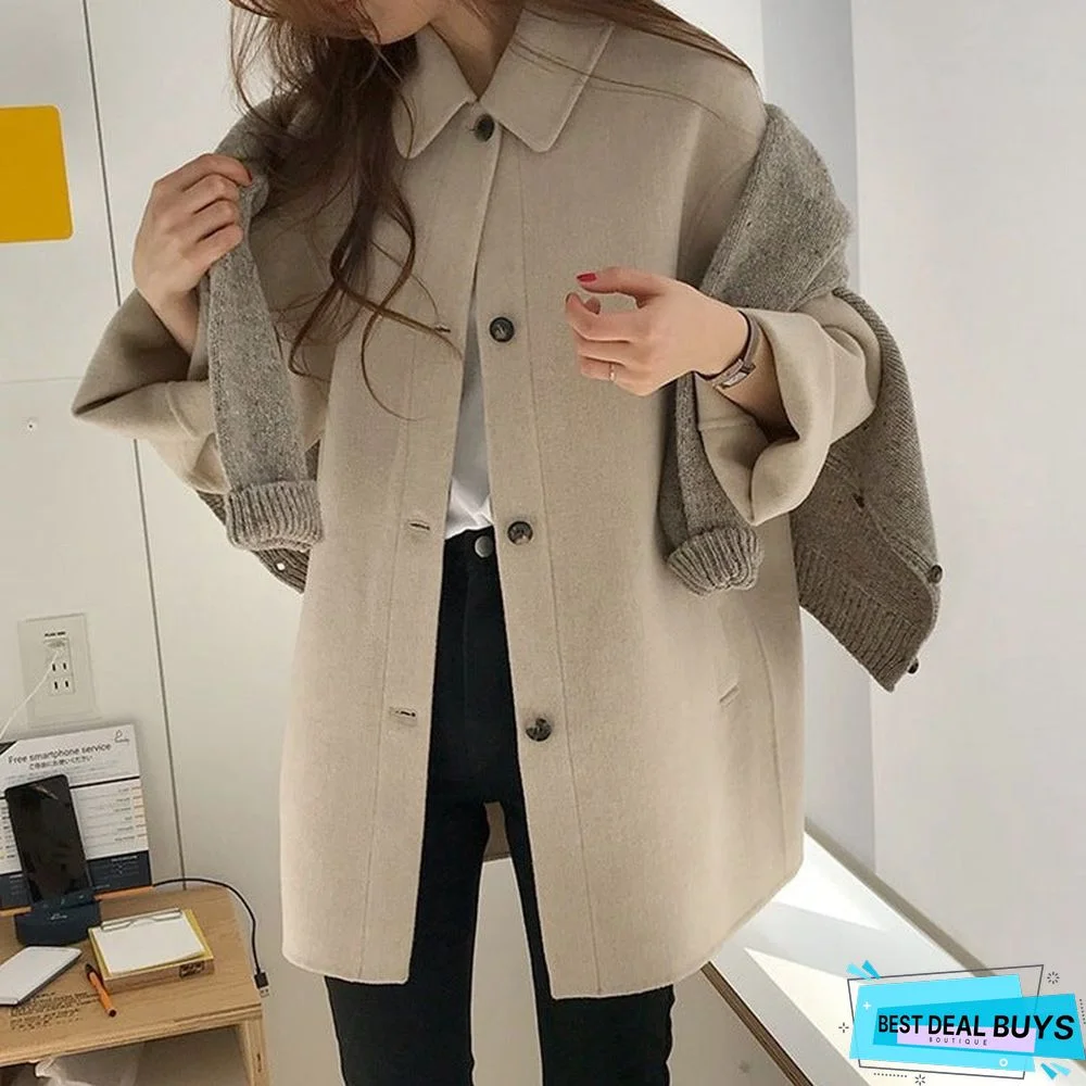 Wool Long Thick Popular Woolen Coat Women
