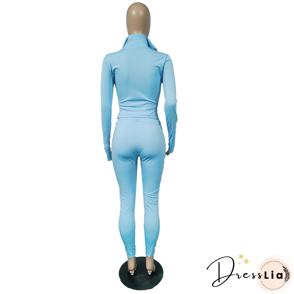 Sportswear Long Sleeve Jacket Pencil Pants Set