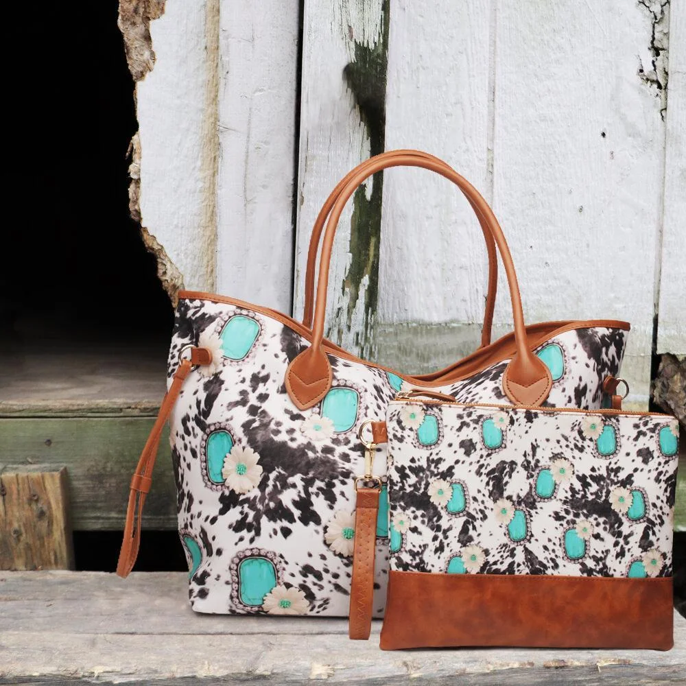 Ladies western ethnic PU two-piece handbag