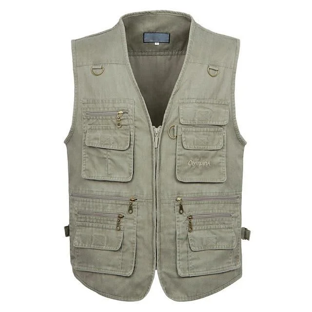 Casual Summer Big Size Cotton Sleeveless Vest with Many 16 Pockets Men Multi Pocket Photograph Waistcoat | IFYHOME