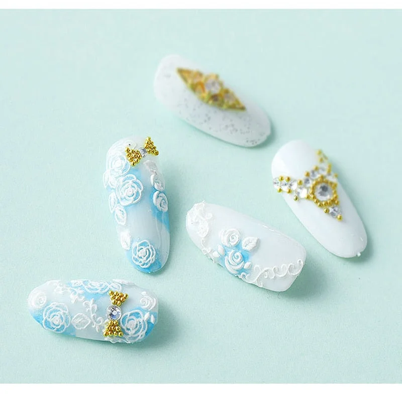 Nail Stickers Embossed 5D Elegant Flower Series Lace Designs Back Glue Nail Decals Tips For Beauty Salons-Nail Inspo