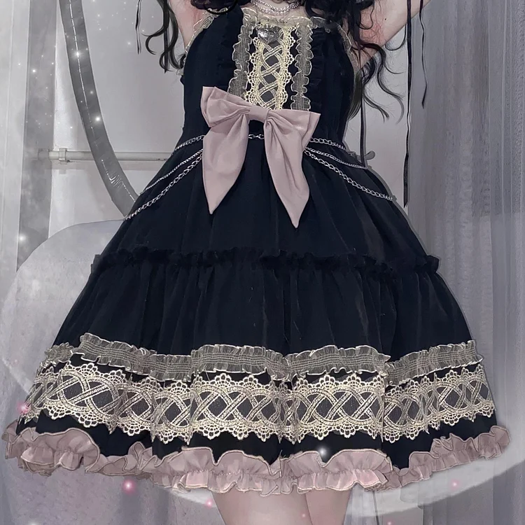 [Reservation] Cute Black Purple Lolita Cake Slip Dress SS1182