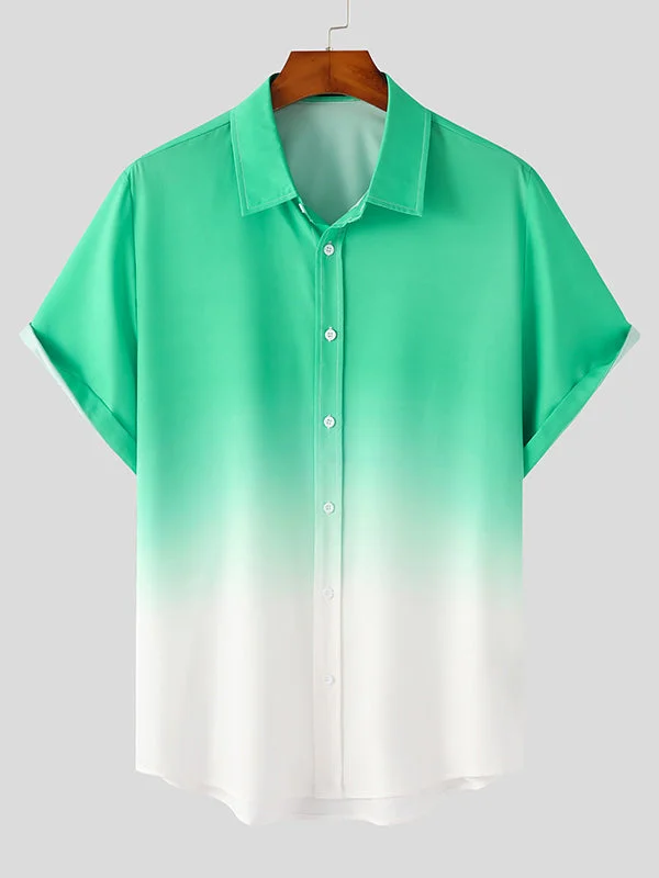 Aonga - Mens Ombre Wash Short Sleeve Lapel T-Shirt