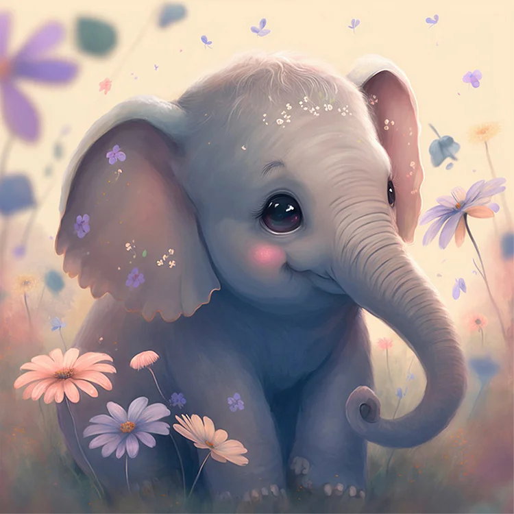 Full Round Diamond Painting - Cute Baby Elephant 30*30CM