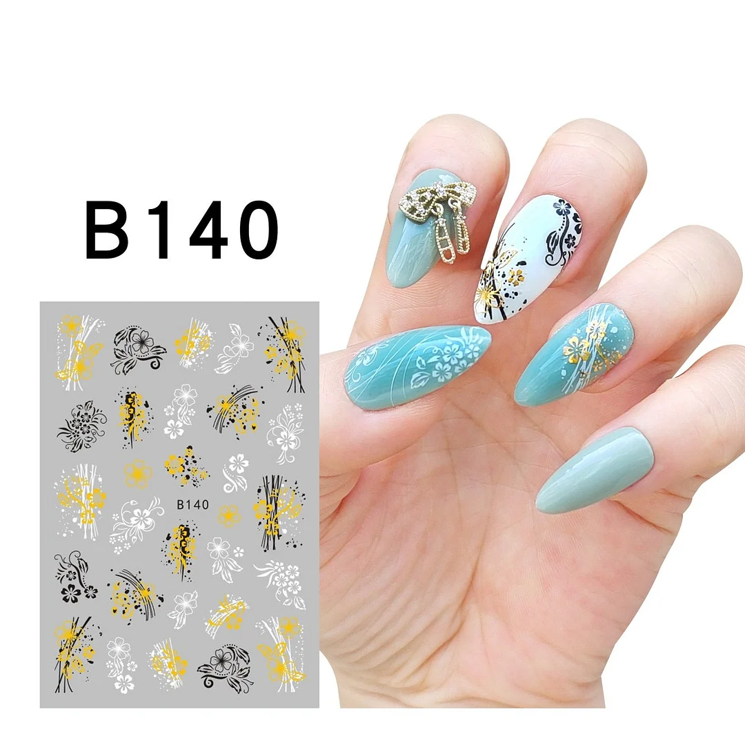 1Pcs Iridescent Silver Laser Snowflakes 3D Nail Stickers Leaves Flowers Summer Self Adhesive Transfer Sliders For Manicures Tips-Nail Inspo