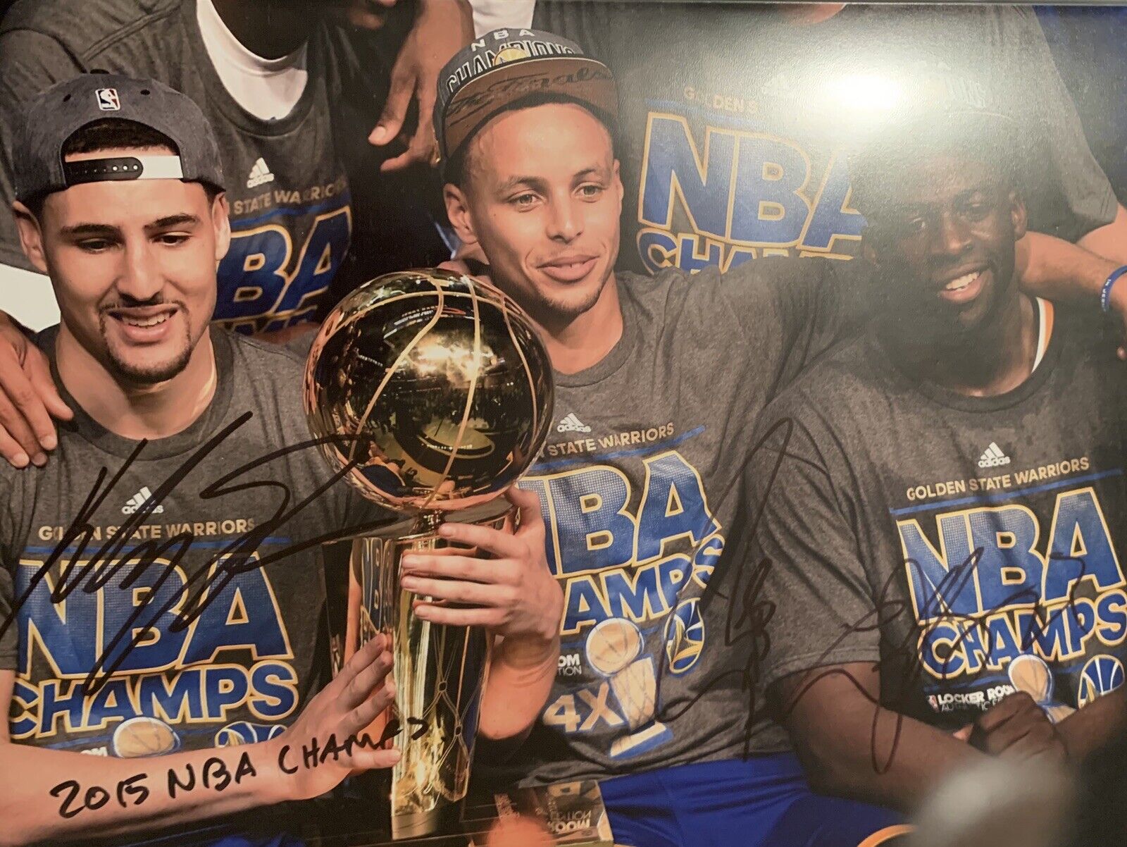 Steph Curry Green Thompson Signed 11x14 Photo Poster painting Pic Warriors Championship