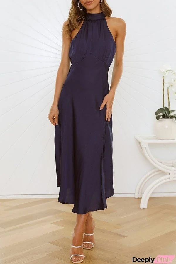 Tie-up Neck High Slit Maxi Dress