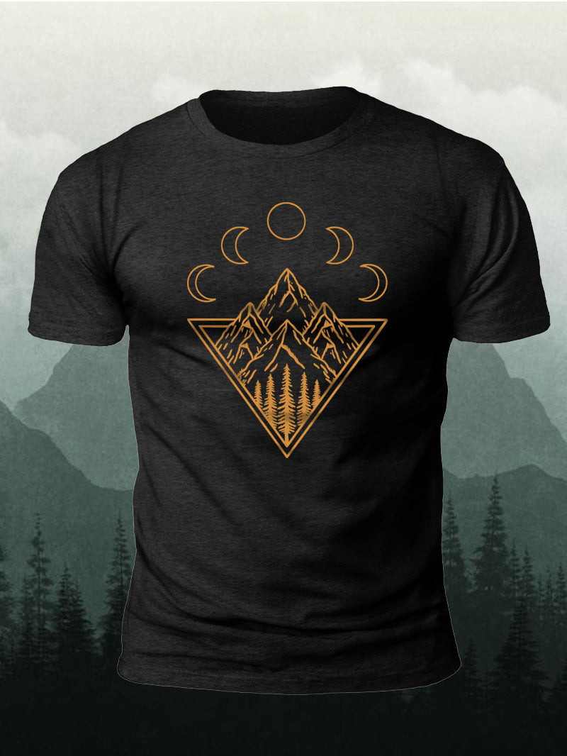 Men's Gold Mountain Starry Sky Short-Sleeved Shirt