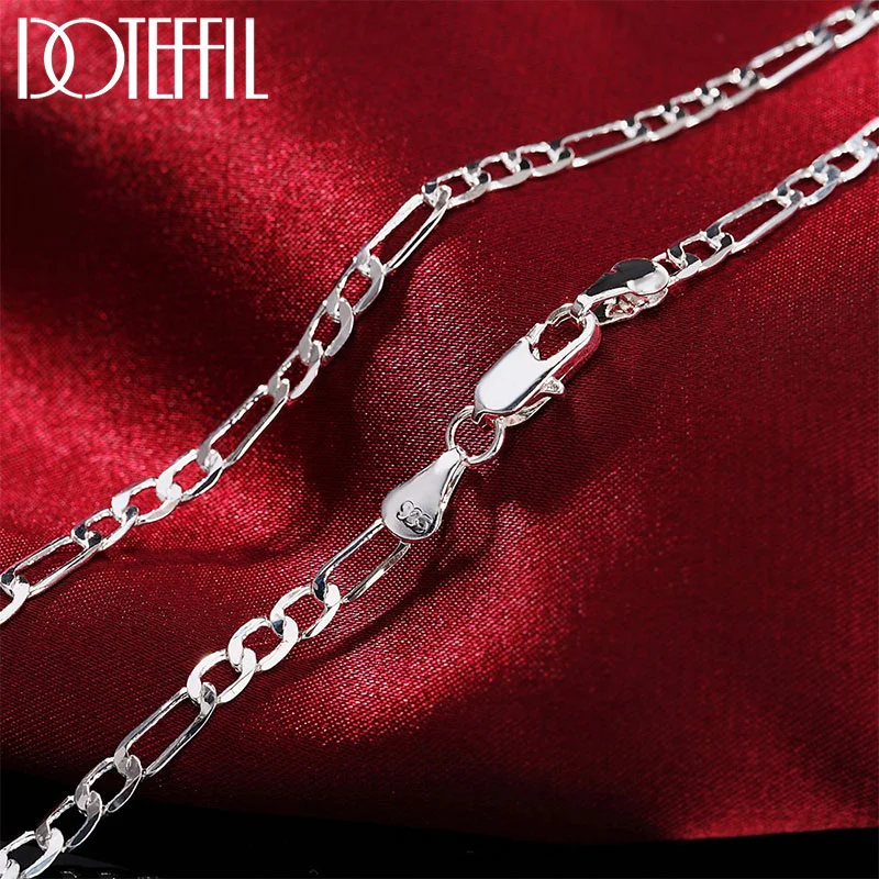 DOTEFFIL 925 Sterling Silver 16/18/20/22/24/26/28/30 Inch 4mm Classic Chain Necklace For Women Man Jewelry