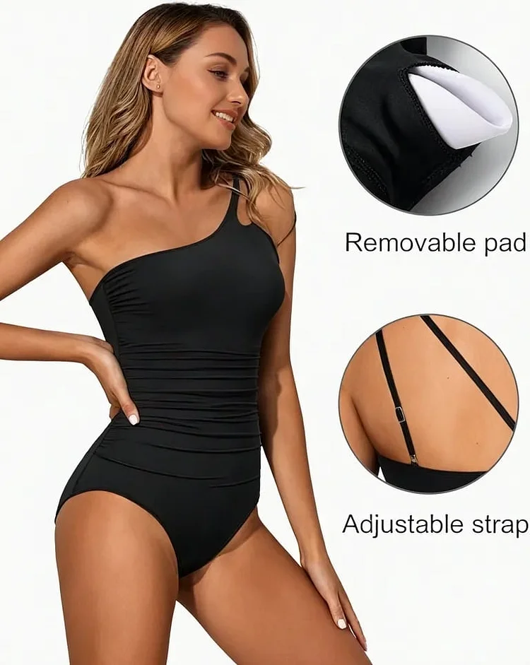 👙One-piece swimsuit for women with a single shoulder strap 