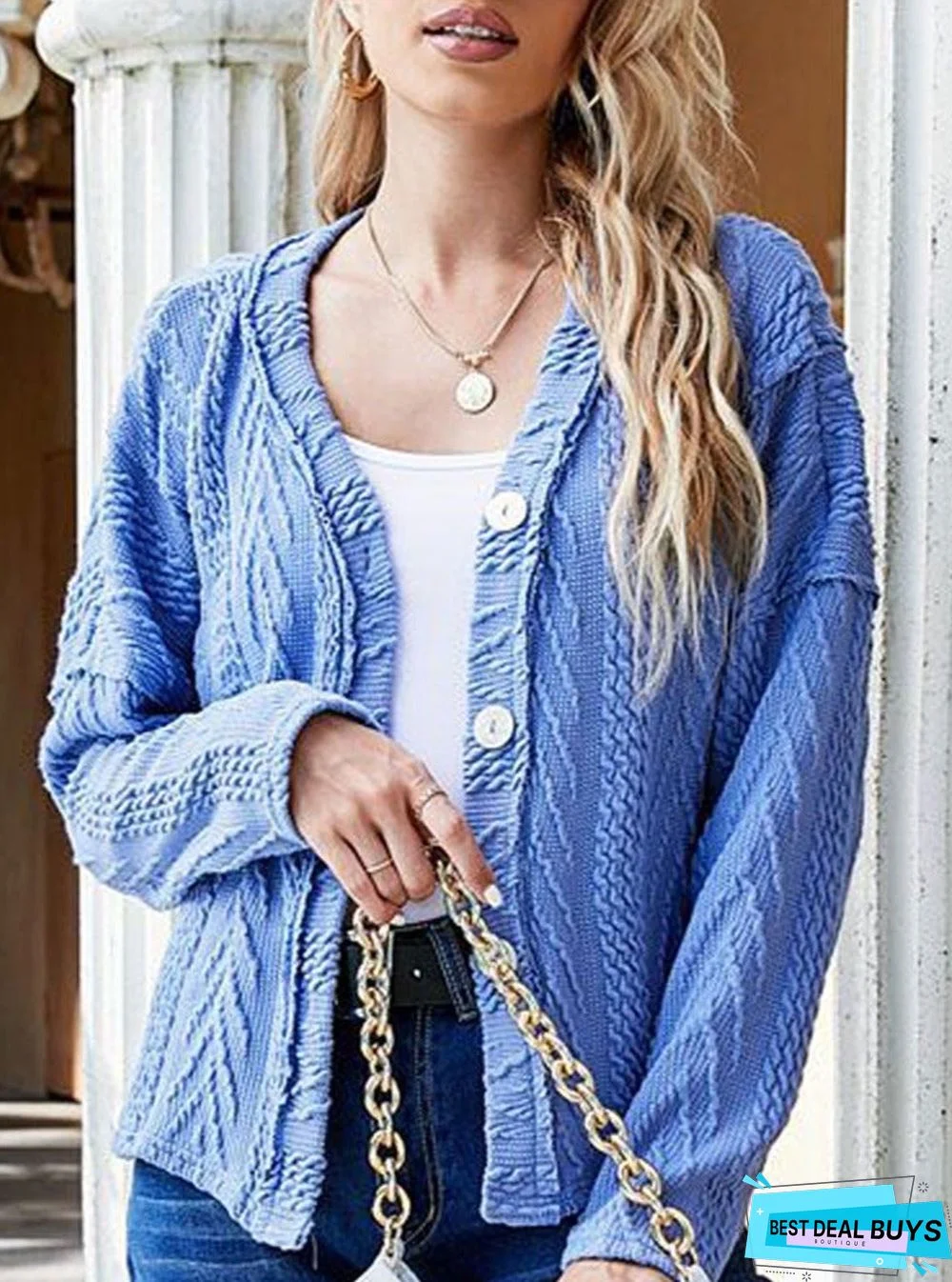 Loose Casual Jacquard Sweater Cardigan