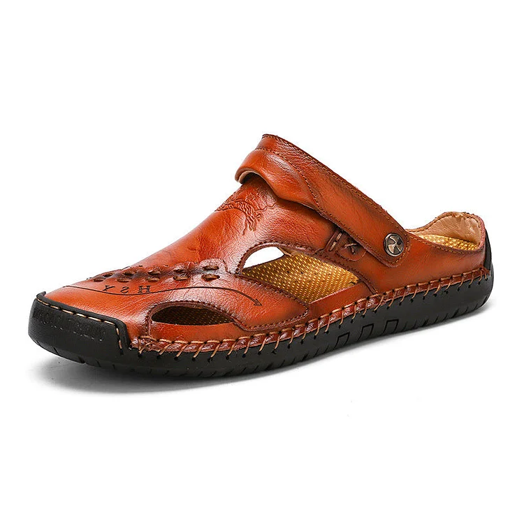 Sursell Men's Casual Breathable Handmade Leather Sandals
