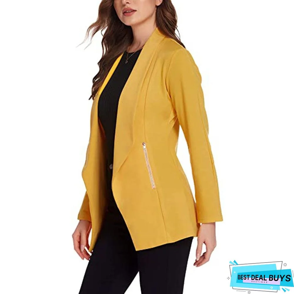 Autumn and Winter Long Sleeve Cardigan Casual Temperament Solid Color Jacket Suit