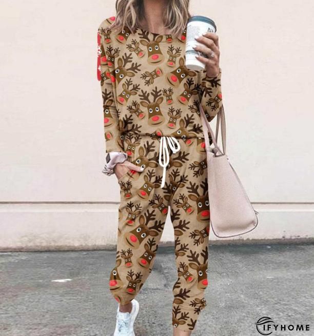 Christmas V-Neck Casual Two Piece Sets | IFYHOME