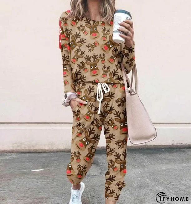 Christmas V-Neck Casual Two Piece Sets | IFYHOME