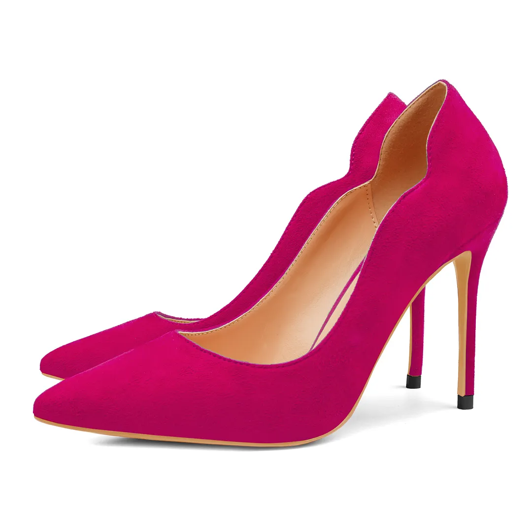 10CM/4 inch Women's High Heels for Party Wedding V-Shaped Suede Pumps