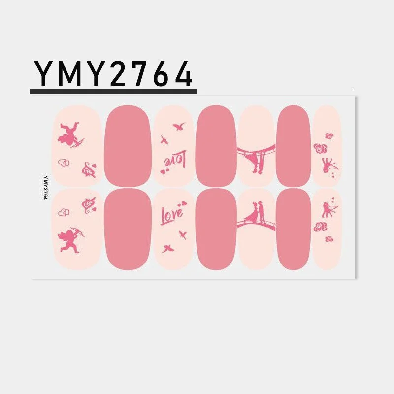 Pink 14 tips Nail Sticker Set Self Adhesive Nail Sticker Nail Strips Nailart Sticker Sticker For Nails Foil Nail Art Stickers