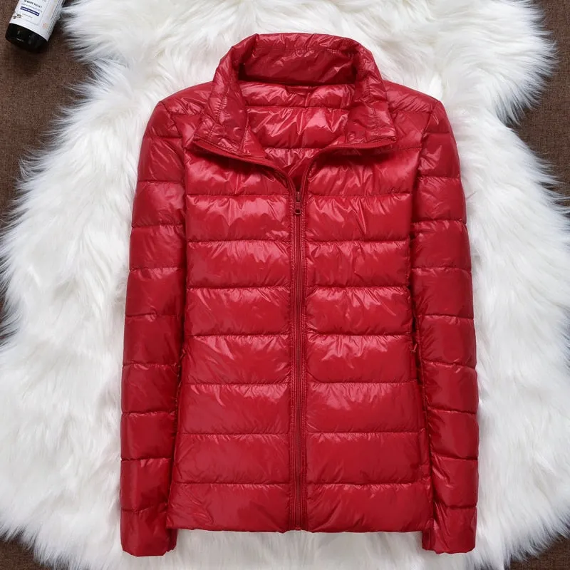 Ailegogo New Autumn Women Ultra Light Down Jacket 90% White Duck Down Hooded Coat Warm Coat Parkas Female Portable Outwear