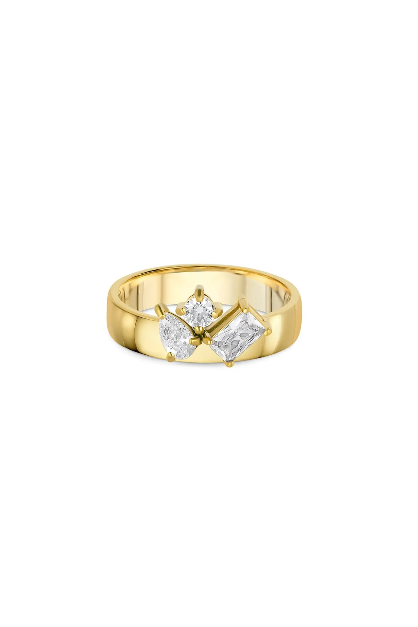Women's Aurelie Gold Stacking Ring &ndash; Stainless Steel with Zirconia