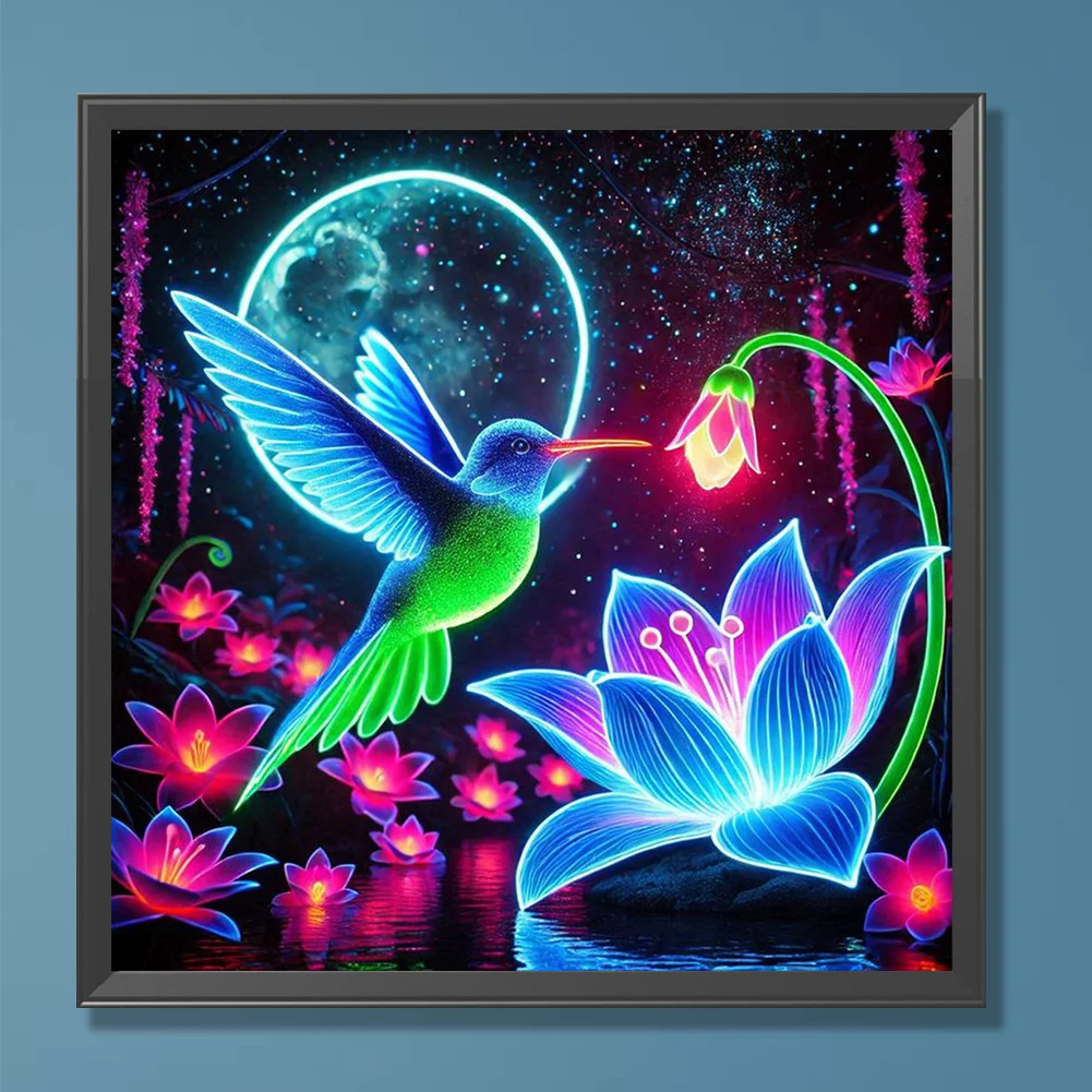 Diamond Painting - Full Round Drill - Flowers Hummingbird(Canvas|40*40cm)