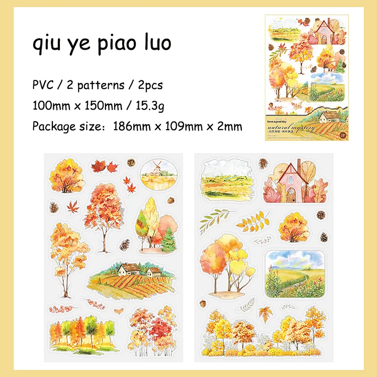 JOURNALSAY2 Sheets Natural Series Simple PVC Transfer Sticker
