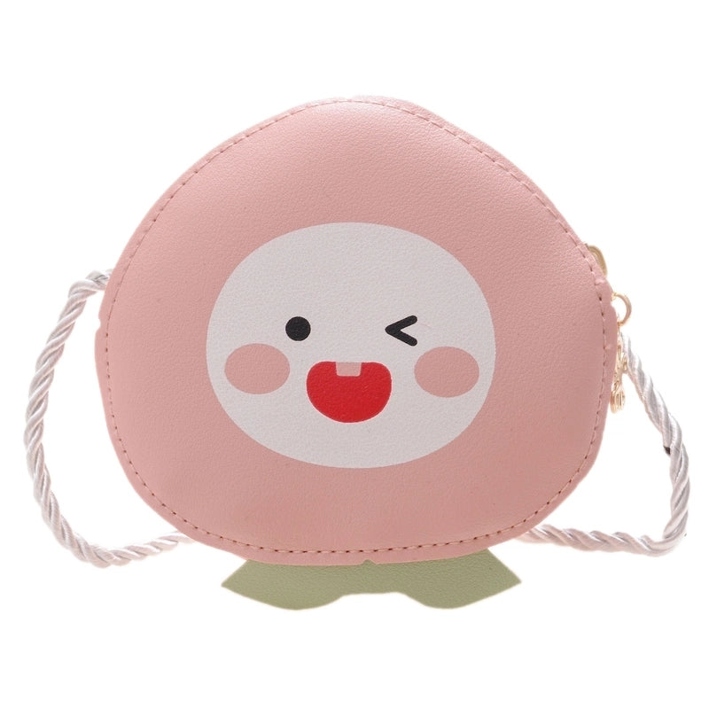 Girl’s Pu Leather Fruit Cute Round Zipper Circle Bag