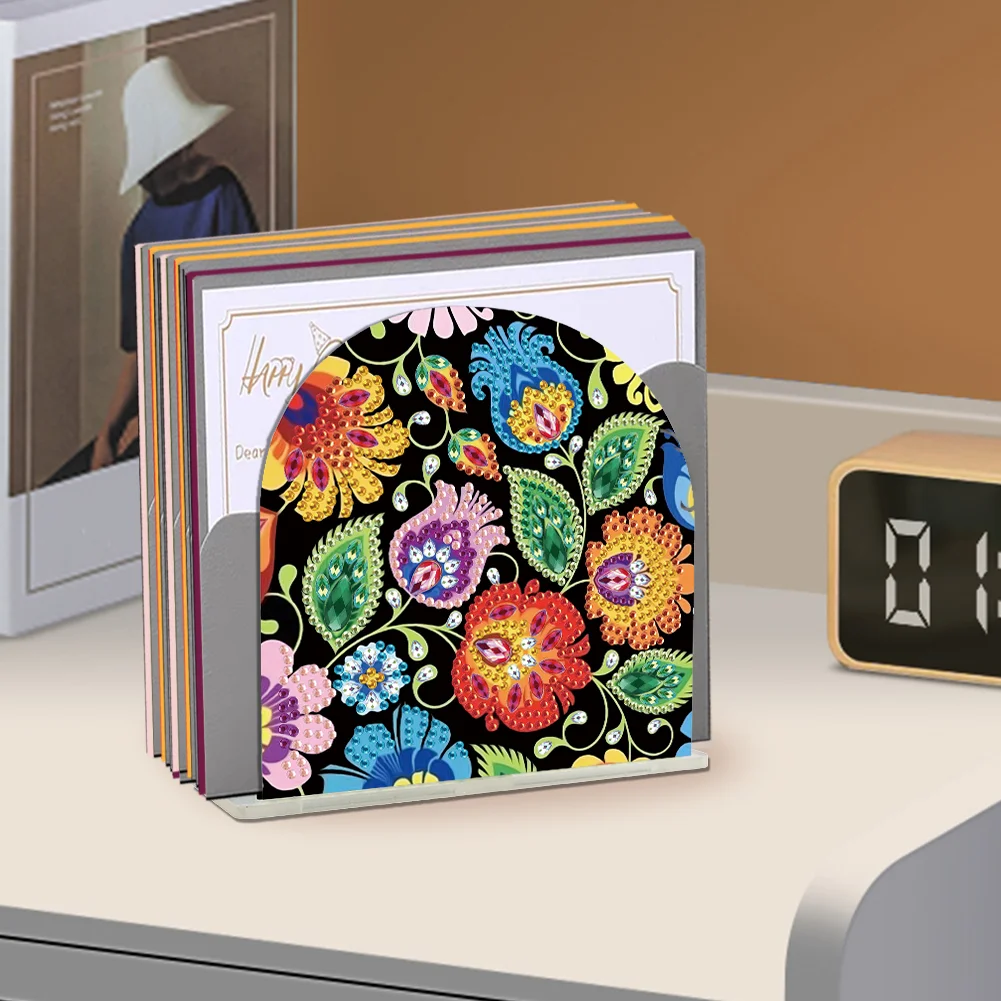 DIY Acrylic Flower Diamond Painting Napkin Rack Decor for Home Office Decor