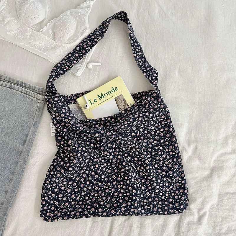 Niche Canvas Bag For Women 2024 New Summer Korean Style Design Sense High Quality Artistic Floral Canvas Bag